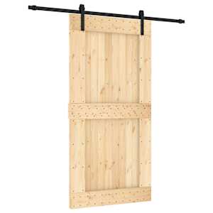 vidaXL Libisev uks Naturaalne ja must 100 x 210 cm Tahke m&auml;nnipuit
