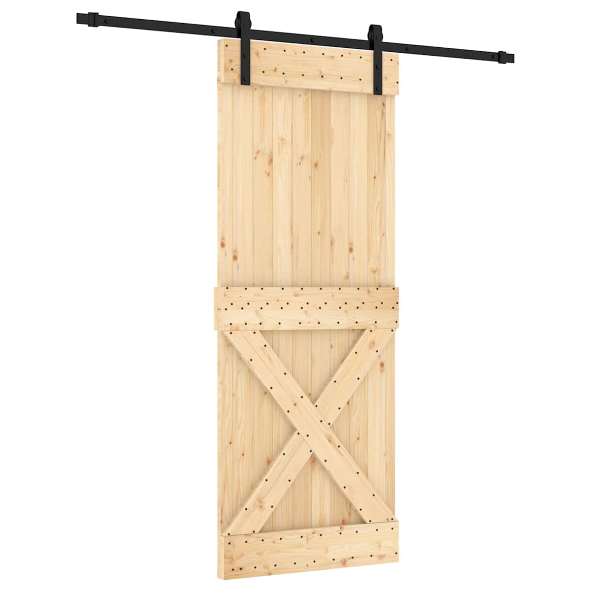Skydedør 80 x 210 cm Massivt Fyrretræ (Ubehandlet) - Billede 2