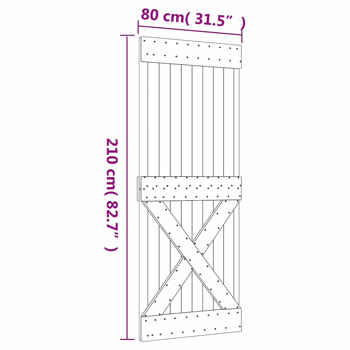 Skydedør 80 x 210 cm Massivt Fyrretræ (Ubehandlet) - Billede 11