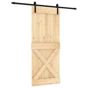 vidaXL Libisev uks Naturaalne ja must 85 x 210 cm Tahke m&auml;nnipuit