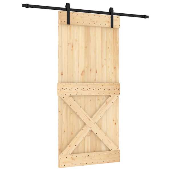 vidaXL Libisev uks Naturaalne ja must 95 x 210 cm Tahke m&auml;nnipuit