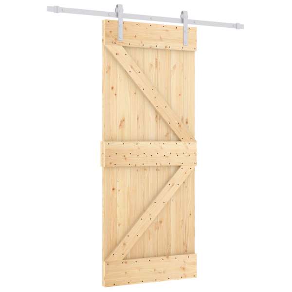 vidaXL Libisev uks Looduslik ja Valge 85 x 210 cm Tahke m&auml;nnipuit