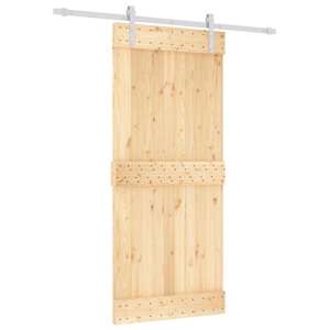 vidaXL Libisev uks Looduslik ja Valge 90 x 210 cm Tahke m&auml;nnipuit