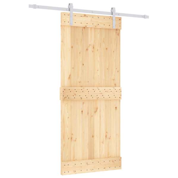 vidaXL Libisev uks Looduslik ja Valge 90 x 210 cm Tahke m&auml;nnipuit