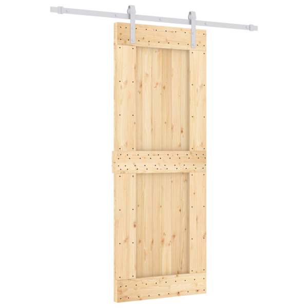 vidaXL Libisev uks Looduslik ja Valge 80 x 210 cm Tahke m&auml;nnipuit