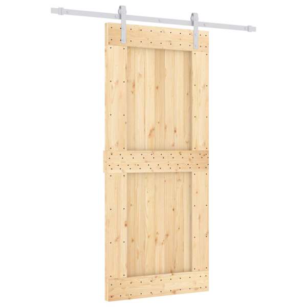vidaXL Libisev uks Looduslik ja Valge 90 x 210 cm Tahke m&auml;nnipuit
