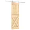 vidaXL Libisev uks Looduslik ja Valge 70 x 210 cm Tahke m&auml;nnipuit