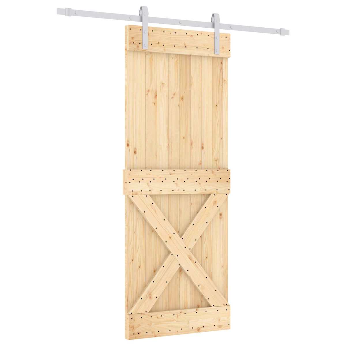 Skydedør 80 x 210 cm Massivt Fyrretræ (Ubehandlet) - Billede 2