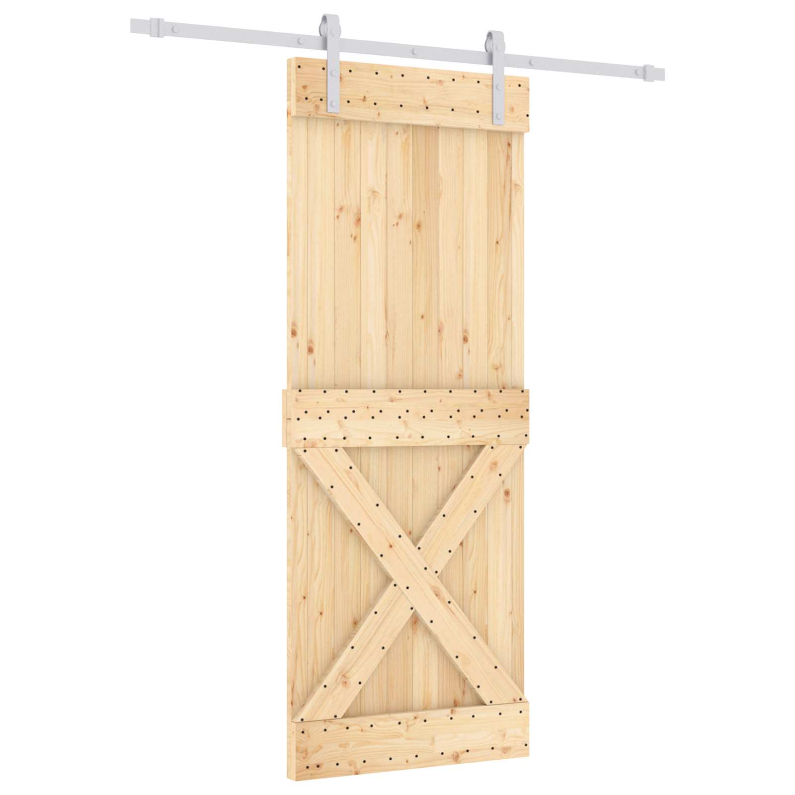Schuifdeur Natuurlijk en Wit 80 x 210 cm Massief Grenenhout image 2