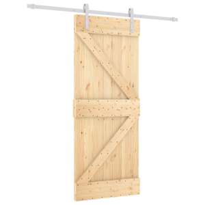 vidaXL Libisev uks Looduslik ja Valge 85 x 210 cm Tahke m&auml;nnipuit