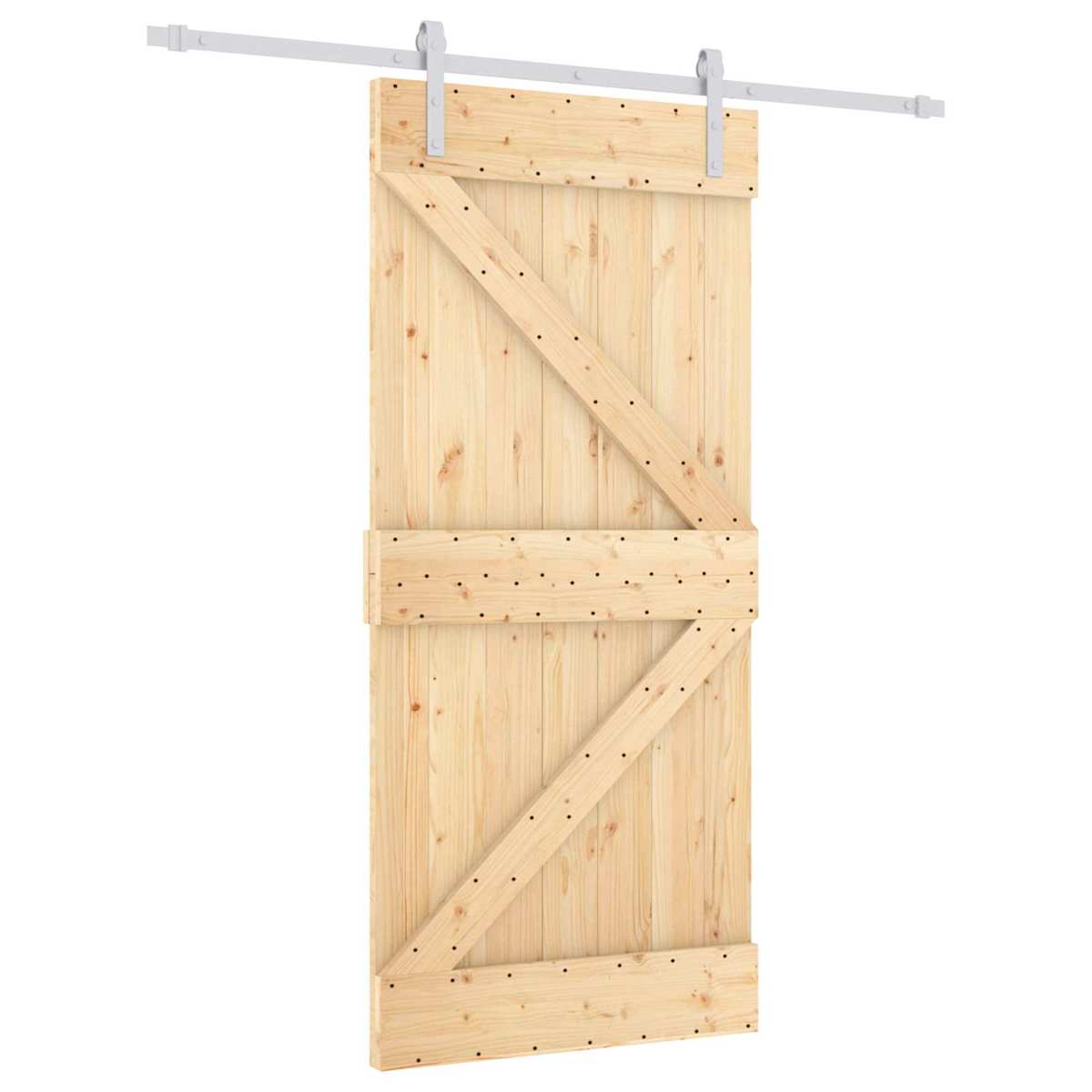 Skydedør 95 x 210 cm Massivt Fyrretræ (Ubehandlet) - Billede 2