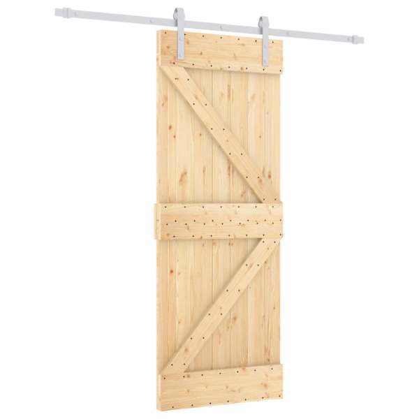 vidaXL Libisev uks Looduslik ja Valge 80 x 210 cm Toekas m&auml;nnipuit
