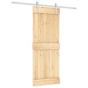 vidaXL Libisev uks Looduslik ja Valge 80 x 210 cm Tahke m&auml;nnipuit