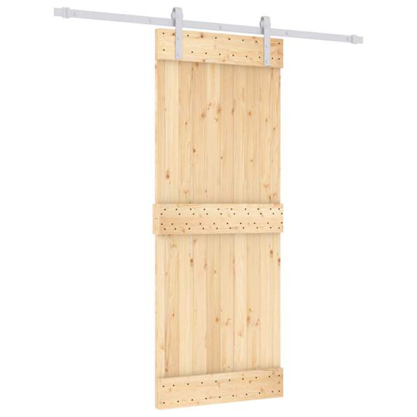 vidaXL Libisev uks Looduslik ja Valge 80 x 210 cm Tahke m&auml;nnipuit