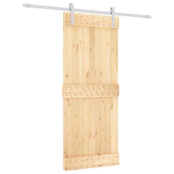 vidaXL Libisev uks Looduslik ja Valge 85 x 210 cm Tahke m&auml;nnipuit