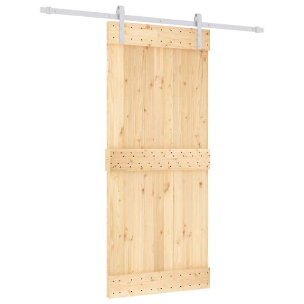 vidaXL Libisev uks Looduslik ja Valge 90 x 210 cm Tahke m&auml;nnipuit