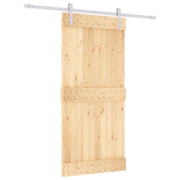 vidaXL Libisev uks Looduslik ja Valge 95 x 210 cm Tahke m&auml;nnipuit