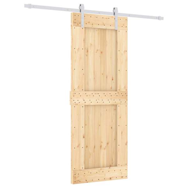 vidaXL Libisev uks Looduslik ja Valge 80 x 210 cm Tahke m&auml;nnipuit