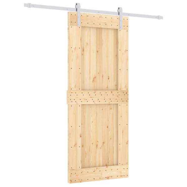 vidaXL Libisev uks Looduslik ja Valge 85 x 210 cm Tahke m&auml;nnipuit