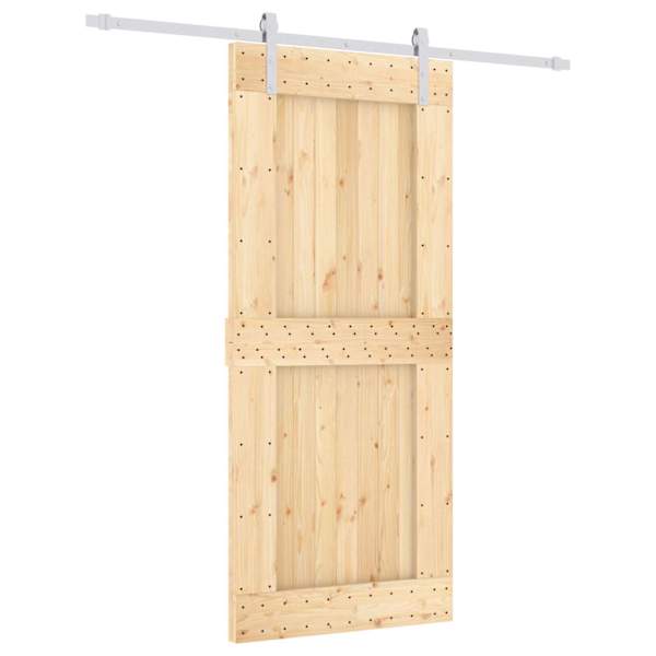 vidaXL Libisev uks Looduslik ja Valge 90 x 210 cm Tahke m&auml;nnipuit