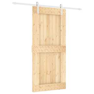 vidaXL Libisev uks Looduslik ja Valge 95 x 210 cm Tahke m&auml;nnipuit
