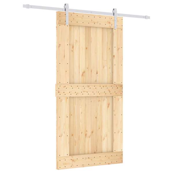 vidaXL Libisev uks Looduslik ja Valge 100 x 210 cm Tahke m&auml;nnipuit