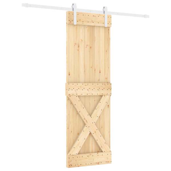 vidaXL Libisev uks Looduslik ja Valge 70 x 210 cm Tahke m&auml;nnipuit