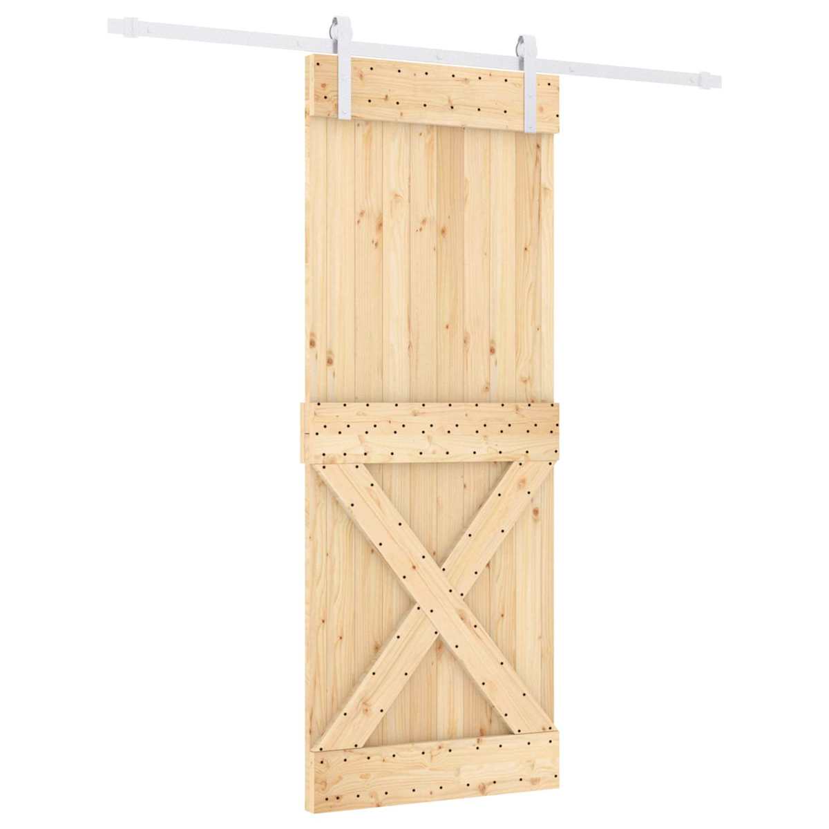 Skydedør Natur og hvid 80 x 210 cm Massivt Fyrretræ - Billede 2