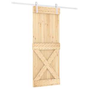 vidaXL Libisev uks Looduslik ja Valge 80 x 210 cm Tahke m&auml;nnipuit
