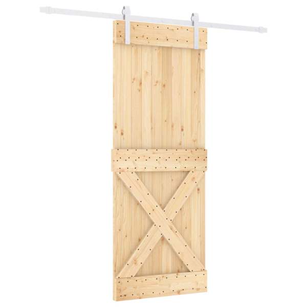vidaXL Libisev uks Looduslik ja Valge 80 x 210 cm Tahke m&auml;nnipuit