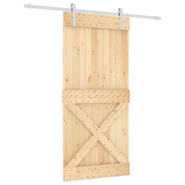 vidaXL Libisev uks Looduslik ja Valge 95 x 210 cm Tahke m&auml;nnipuit