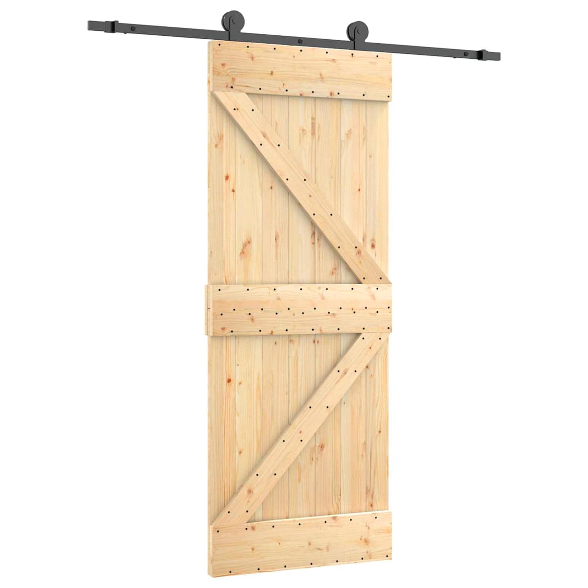 Skydedør 85 x 210 cm Massivt Fyrretræ (Ubehandlet) - Billede 2