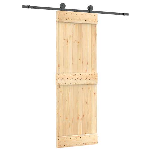 vidaXL Libisev uks Naturaalne ja must 70 x 210 cm Tahke m&auml;nnipuit