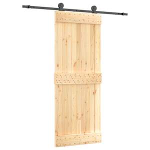 vidaXL Libisev uks Naturaalne ja must 80 x 210 cm Tahke m&auml;nnipuit