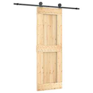 vidaXL Libisev uks Naturaalne ja must 70 x 210 cm Tahke m&auml;nnipuit