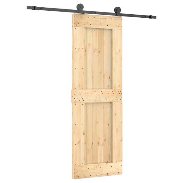 vidaXL Libisev uks Naturaalne ja must 70 x 210 cm Tahke m&auml;nnipuit