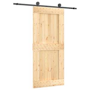 vidaXL Libisev uks Naturaalne ja must 90 x 210 cm Tahke m&auml;nnipuit