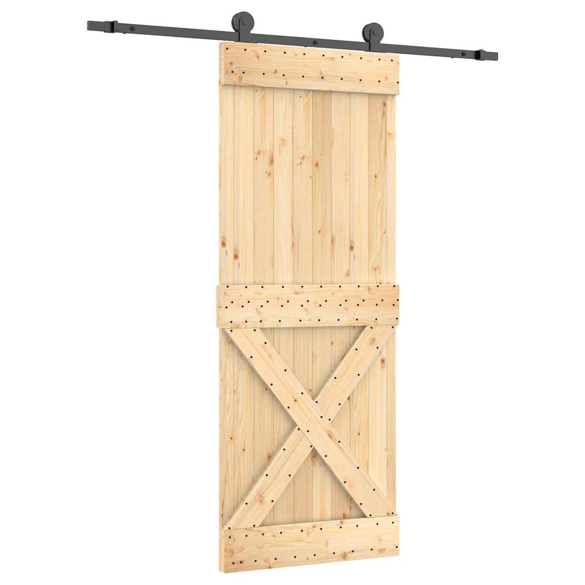 Skydedør 80 x 210 cm Massivt Fyrretræ (Ubehandlet) - Billede 2