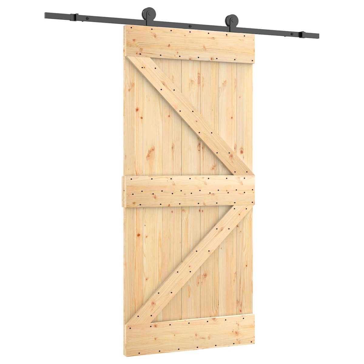 Skydedør 95 x 210 cm Massivt Fyrretræ (Ubehandlet) - Billede 2