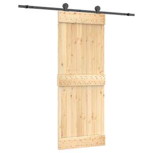 vidaXL Libisev uks Naturaalne ja must 80 x 210 cm Tahke m&auml;nnipuit