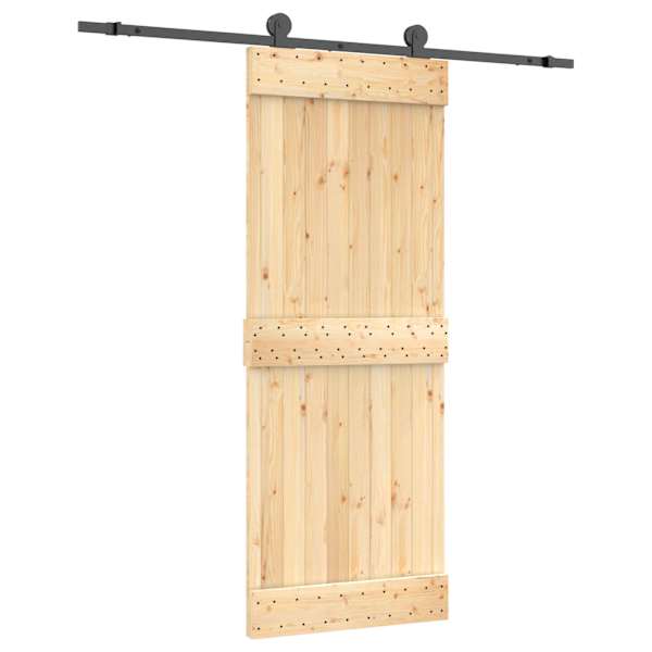 vidaXL Libisev uks Naturaalne ja must 80 x 210 cm Tahke m&auml;nnipuit