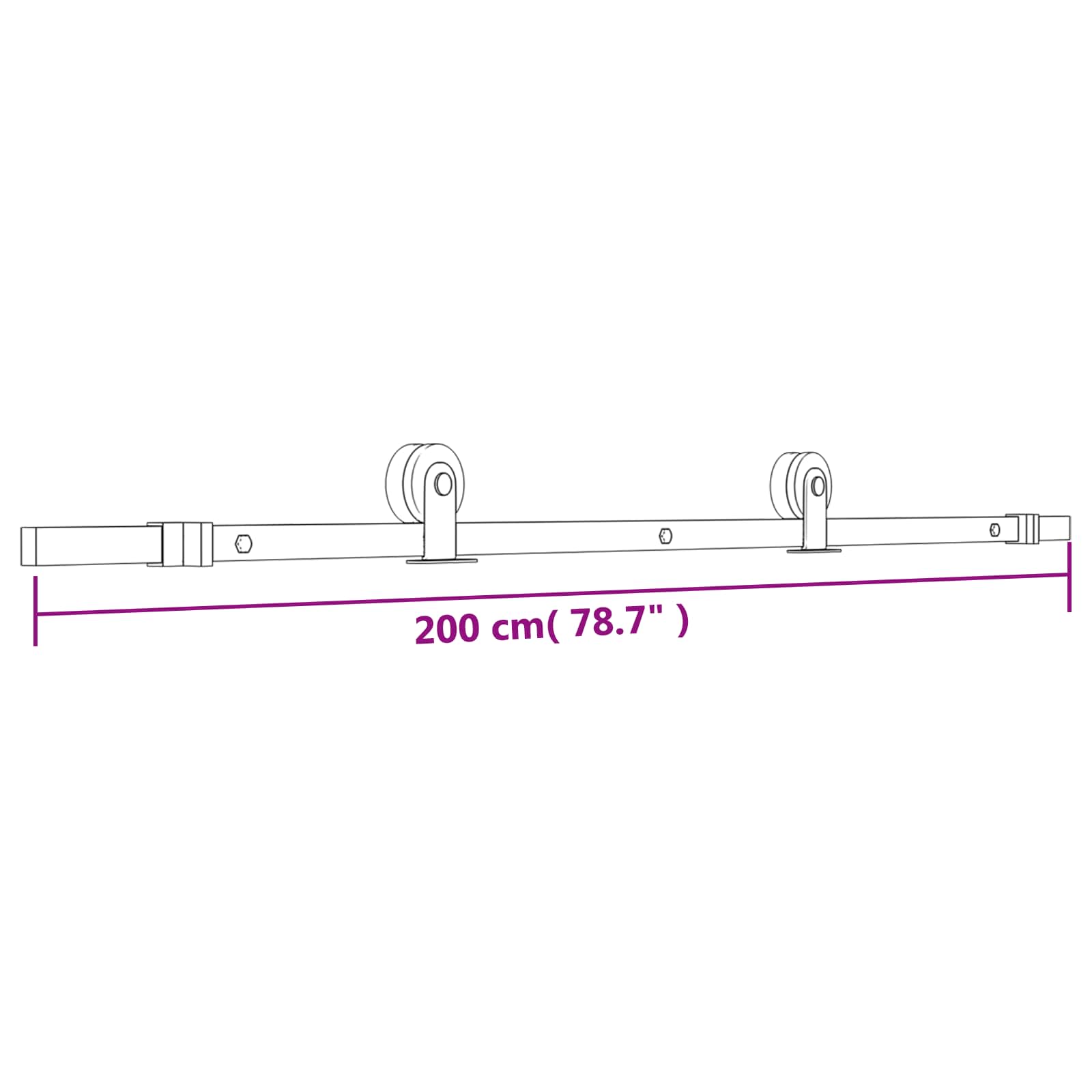 Schuifdeur Naturel en Zwart 80 x 210 cm Massief Grenenhout image 12