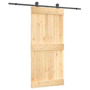 vidaXL Libisev uks Naturaalne ja must 95 x 210 cm Tahke m&auml;nnipuit