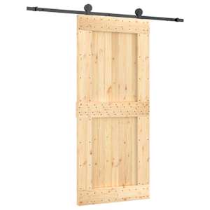 vidaXL Libisev uks Naturaalne ja must 90 x 210 cm Tahke m&auml;nnipuit