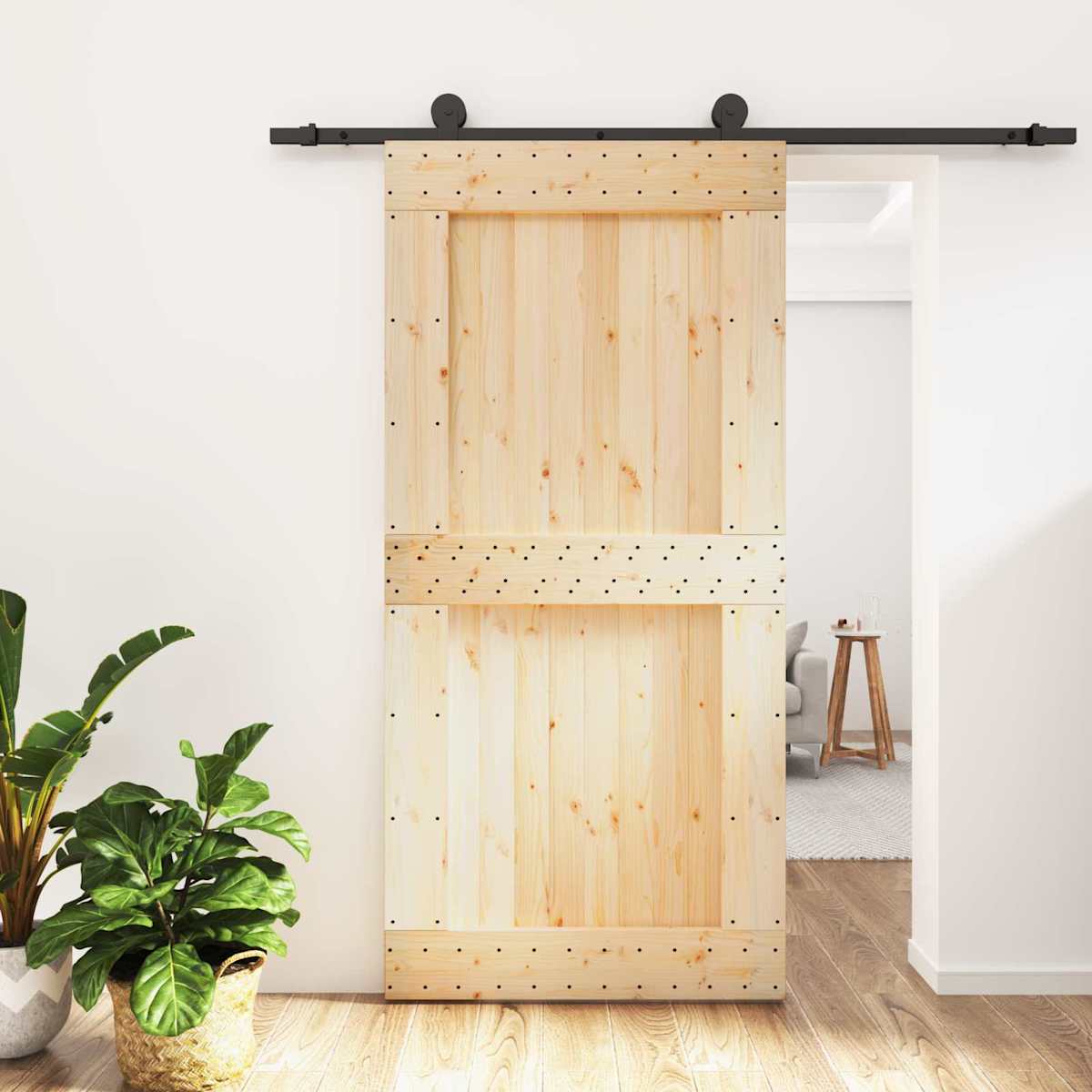 Skydedør 100 x 210 cm Massivt Fyrretræ (Ubehandlet)