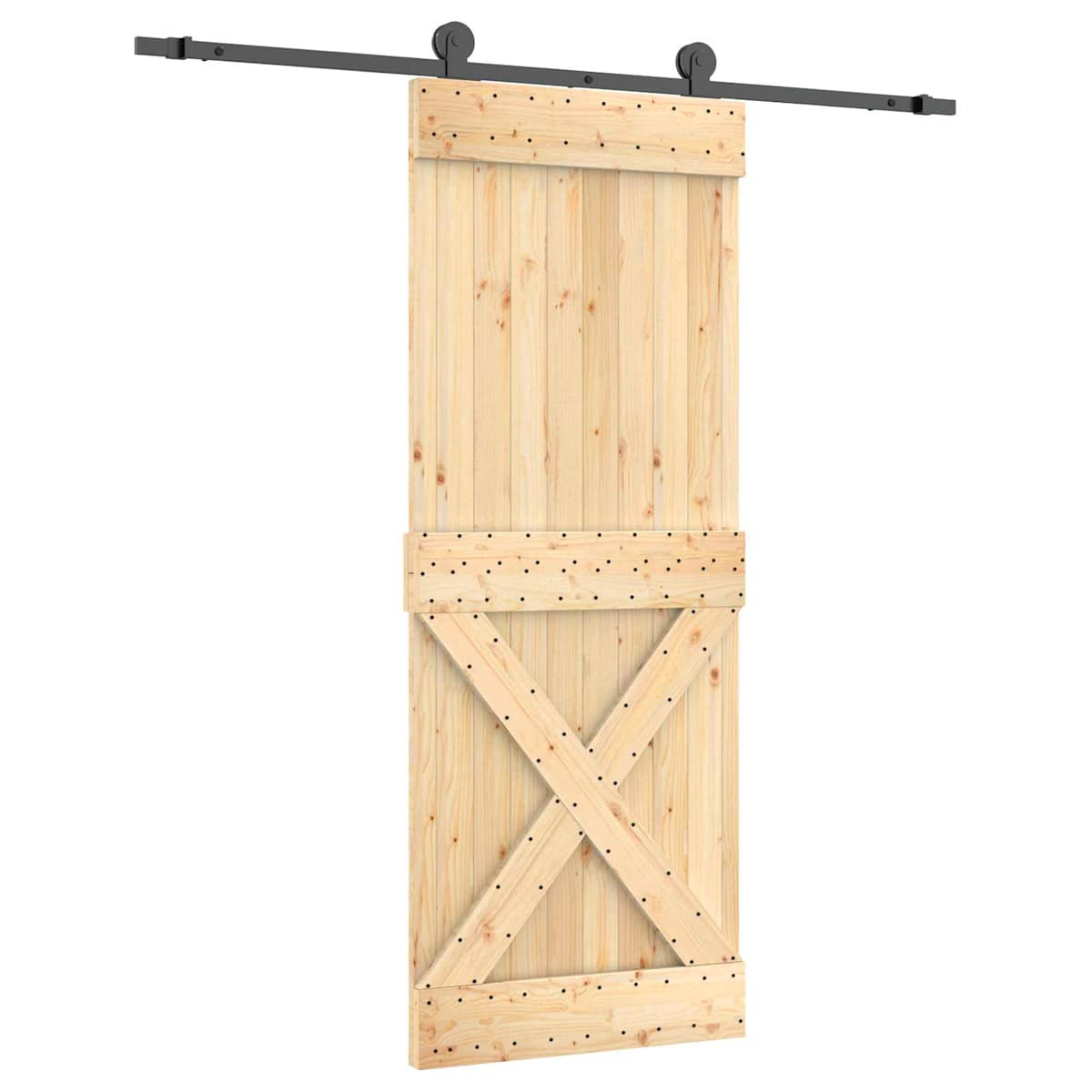 Skydedør 80 x 210 cm Massivt Fyrretræ (Ubehandlet) - Billede 2