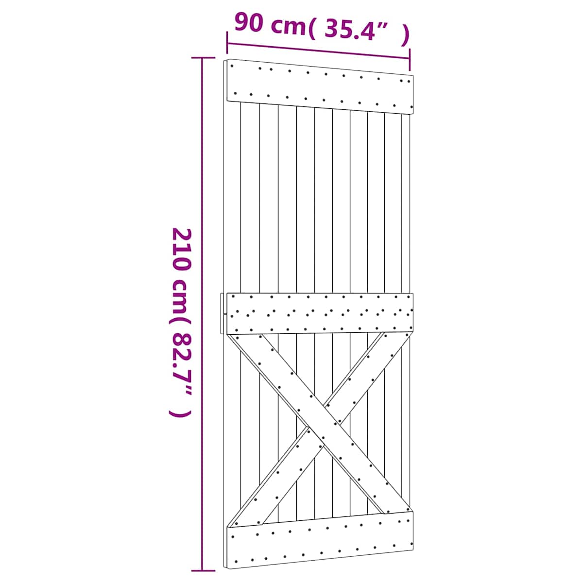 Skydedør 90 x 210 cm Massivt Fyrretræ (Ubehandlet) - Billede 11