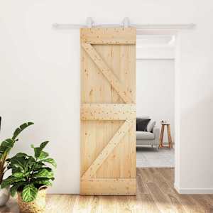 Posuvné dveře Přírodní a bílá 70 x 210 cm Masivní borové dřevo
