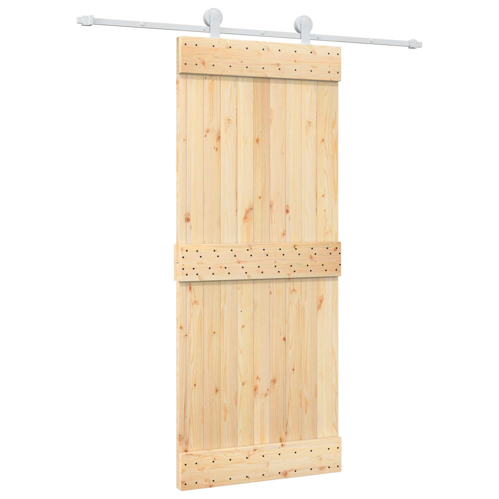 Schuifdeur Natuurlijk en Wit 85 x 210 cm Massief Grenenhout - Afbeelding 2