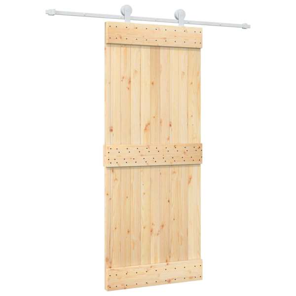 vidaXL Libisev uks Looduslik ja Valge 85 x 210 cm Tahke m&auml;nnipuit